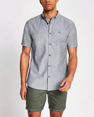 RIVER ISLAND Maison Riviera Grey Short Sleeve Shirt