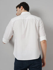 Solid Regular Fit Cotton White Shirt