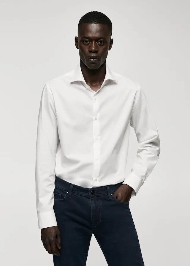 MANGO Slim Fit Stretch Cotton Shirt