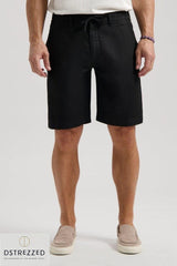DSTREZZED Men's Linen Bermuda Shorts (Black) - Smgarment's
