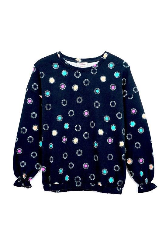 DU PAREIL Girls’ Navy Polka Dot Sweatshirt - Smgarment's