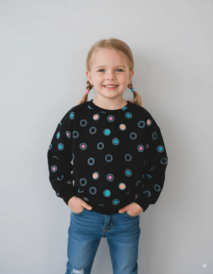 DU PAREIL Girls’ Navy Polka Dot Sweatshirt - Smgarment's