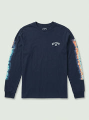 Boys' Casual Cotton Tie-Dye Sleeve Long-Sleeve T-Shirt – Navy