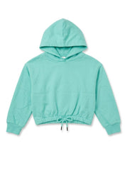 Girls Branded  Mint Green Fleece Pullover Hoodie with Drawstring Cinch Waist| SM GARMENTS
