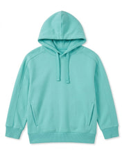 Girls Branded Aqua Mint Green Solid Fleece Pullover Hoodie with Drawstrings & Side Pockets| SM GARMENTS