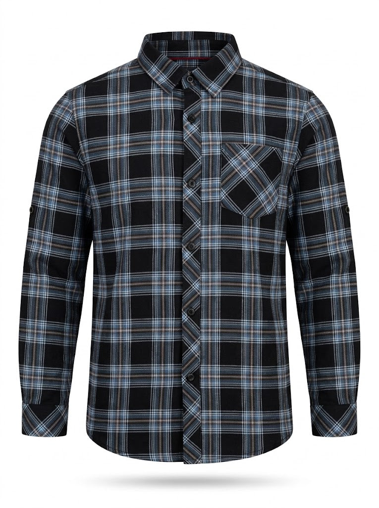 H&M Kids Long-Sleeve Plaid Button-Down Shirt – Navy & Grey