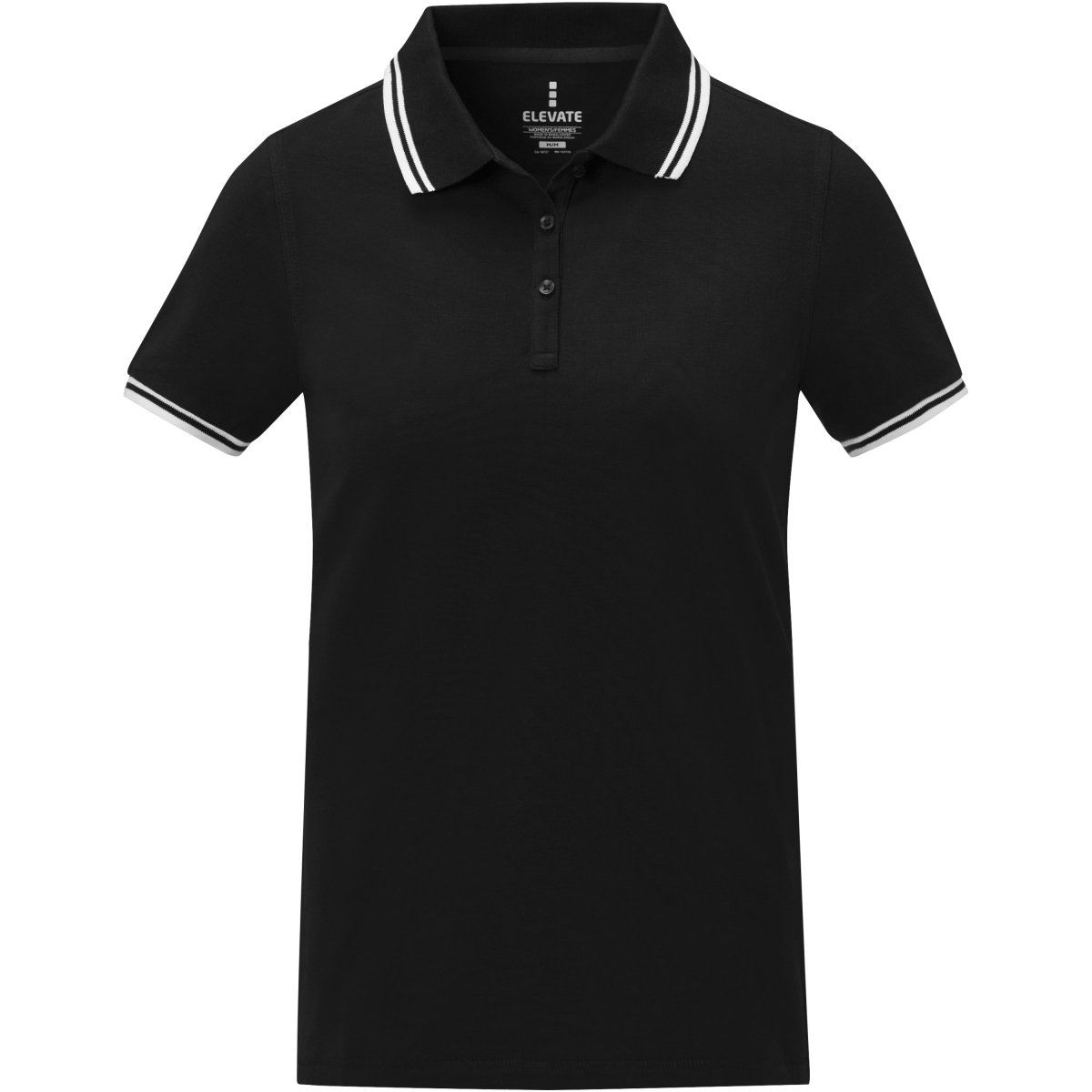 ELEVATE Women's Amarago Piping Polo - Solid Black - Smgarment's
