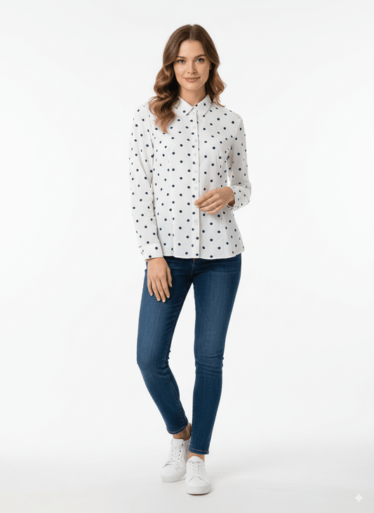 ESMARA POLKA DOT PRINT SHIRT - Smgarment's