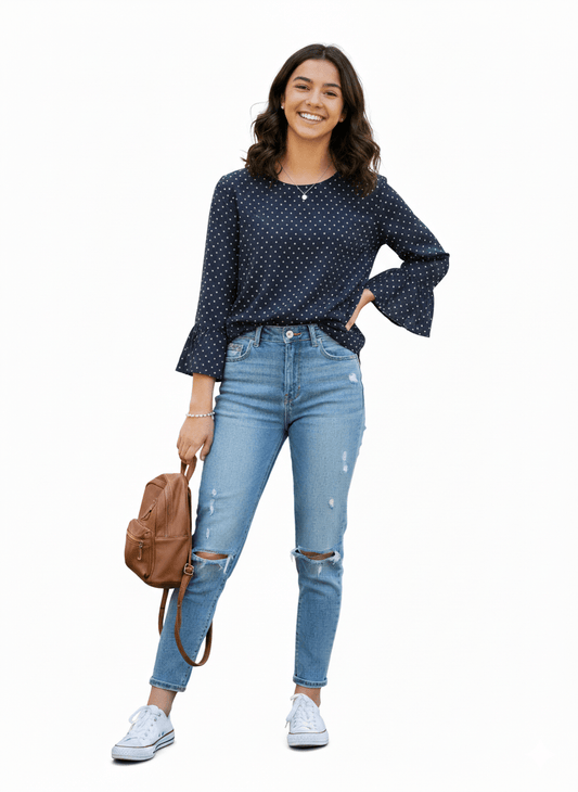 ESMR DOT PRINT TOP - Smgarment's