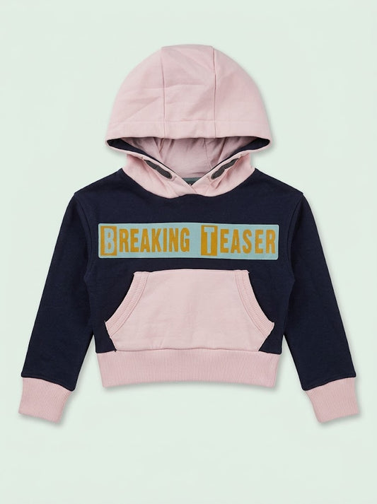 ROAD WEAR Girls' Colorblock Graphic Hoodie with Kangaroo Pocket