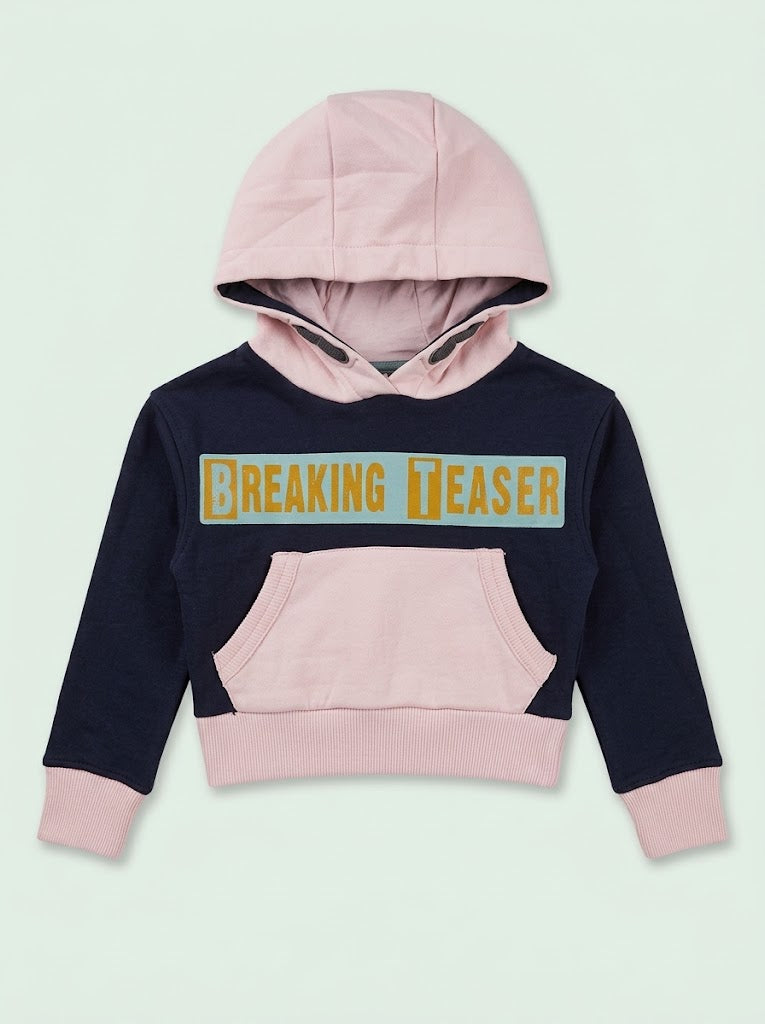 ROAD WEAR Girls' Colorblock Graphic Hoodie with Kangaroo Pocket