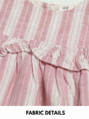 BRANDED Girls Pink and White Striped Casual Dress with Ruffle Trim