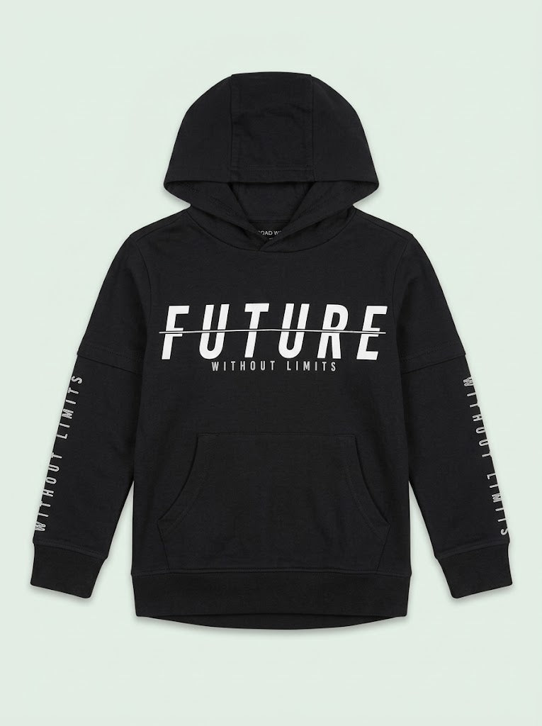Kids BRANDED ' Black Hoodie with "Future Without Limits" Graphic