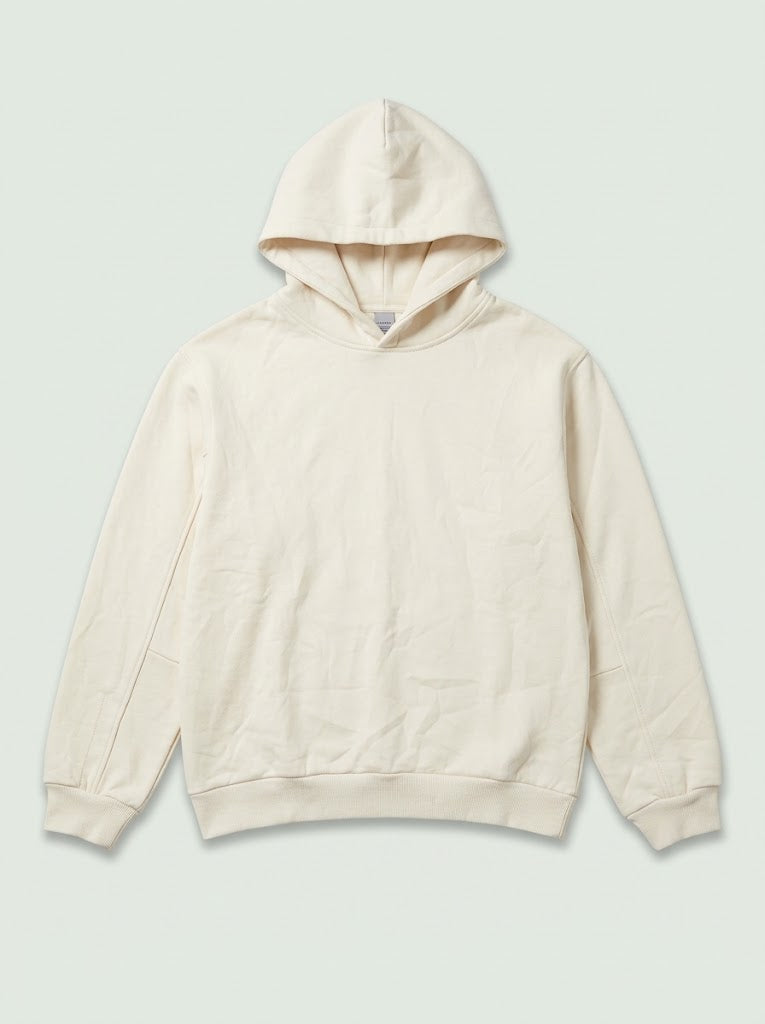 BRANDED Boys Solid Cream Pullover Hoodie with Cozy Hood and Long Sleeves