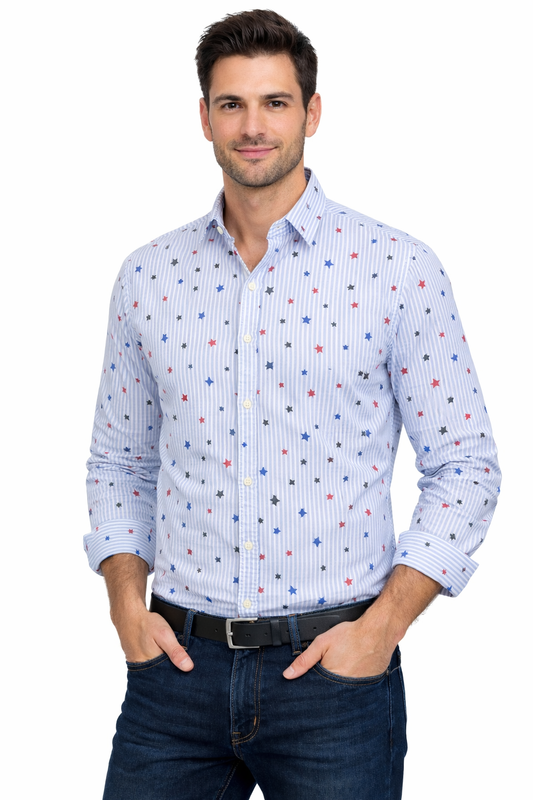 CELIO MENS PRINTED STRIPED SHIRT