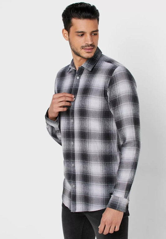 Flannel Checked Slim Fit Shirt - Smgarment's