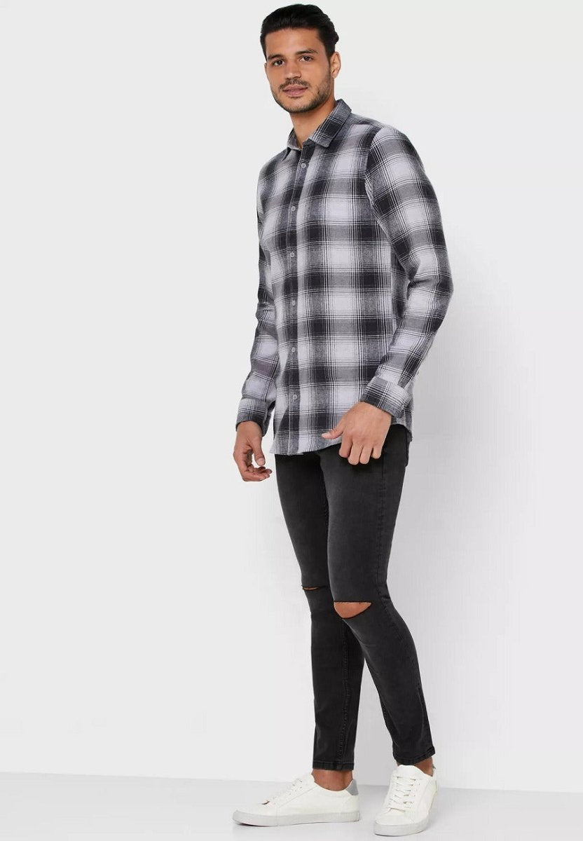 Flannel Checked Slim Fit Shirt - Smgarment's