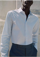 MNG مردوں کی سلم فٹ آسان لوہے کی ملٹی سٹرپڈ شرٹ