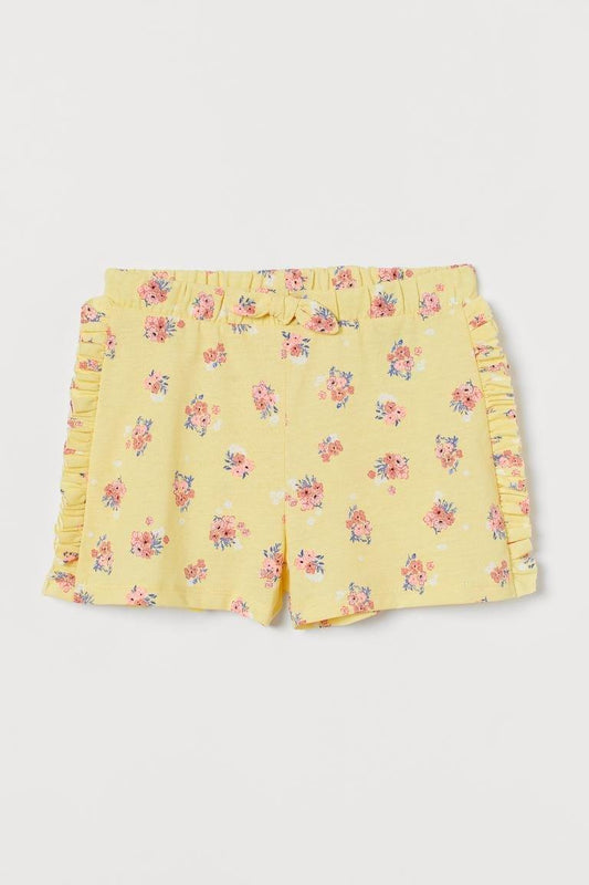 Girls Yellow Frill-Trimmed Short
