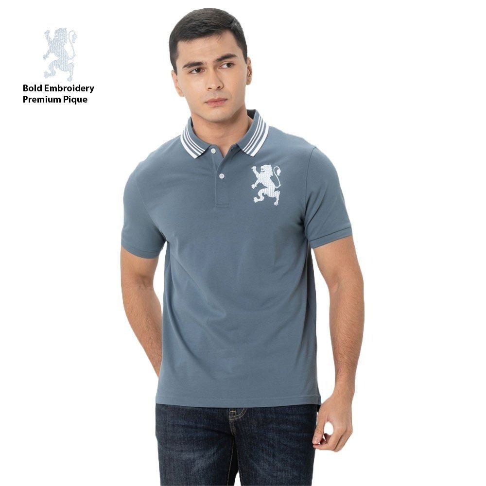 GIORDANO Bold Embroidery Premium Pique 3D Lion Polo - Smgarment's
