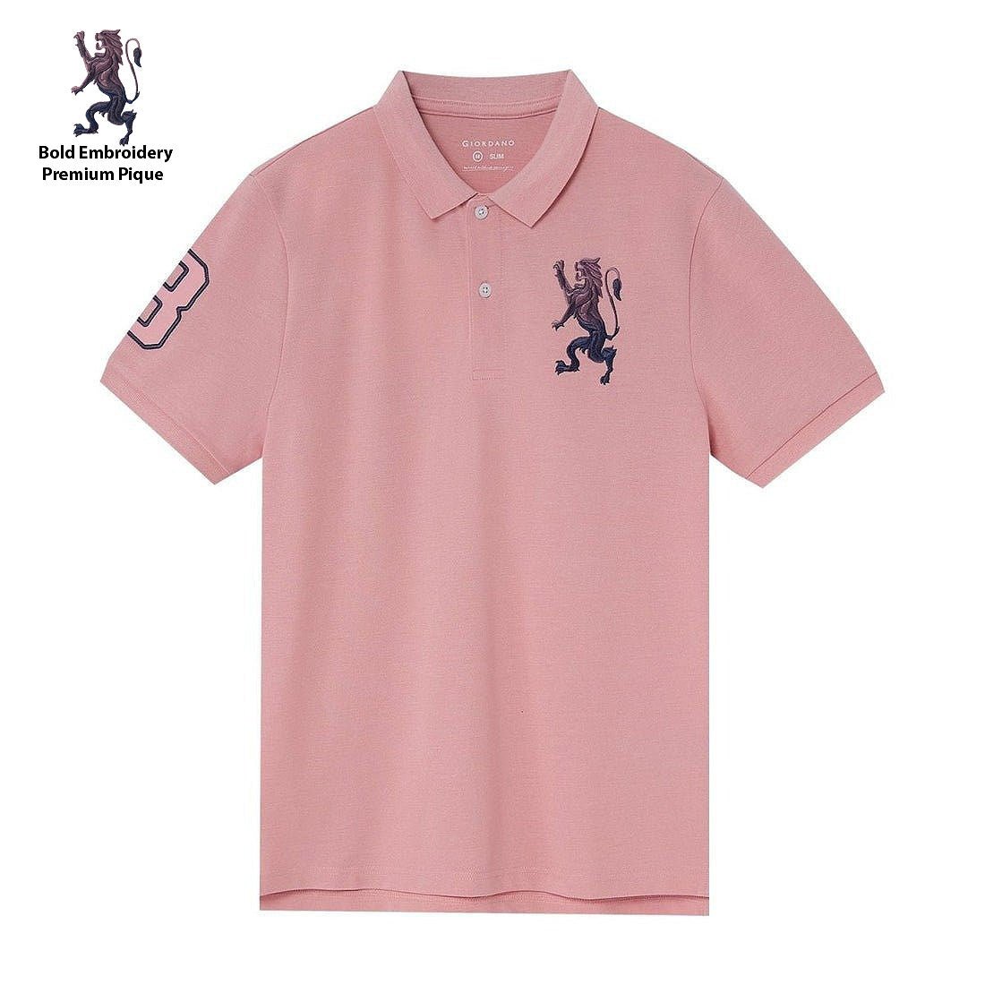 GIORDANO Bold Embroidery Premium Pique 3D Lion Polo - Smgarment's