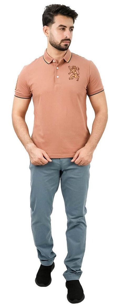 GIORDANO Men's 3D Lion Polo Slim Fit Bold Embroidery Premium Pique - Smgarment's