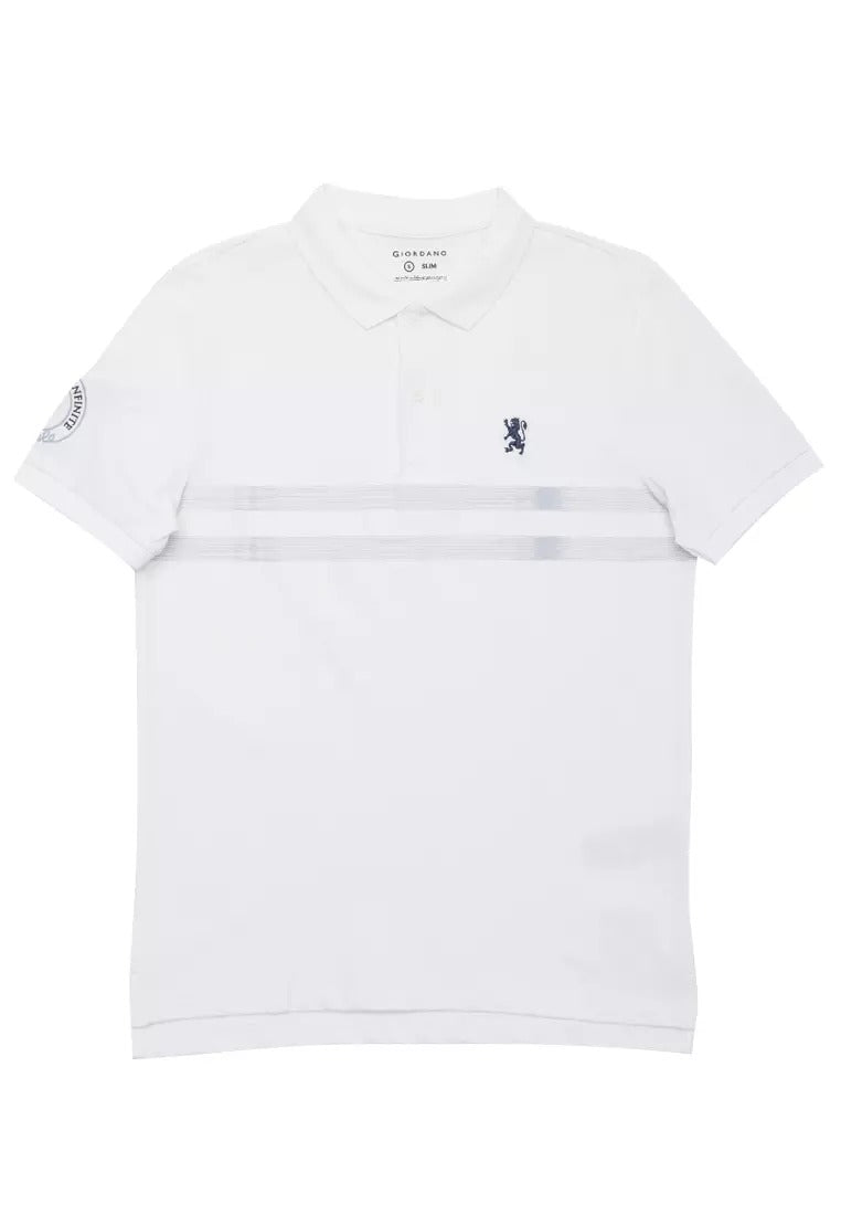 GIORDANO Men's Cotton Lycra Striped Small Lion Polo - Smgarment's