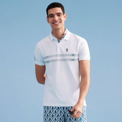 GIORDANO Men's Cotton Lycra Striped Small Lion Polo - Smgarment's