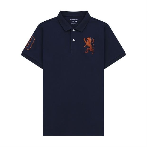 GIORDANO Men's Lycra Pique Embroidery Polo (3D Lion) - Smgarment's
