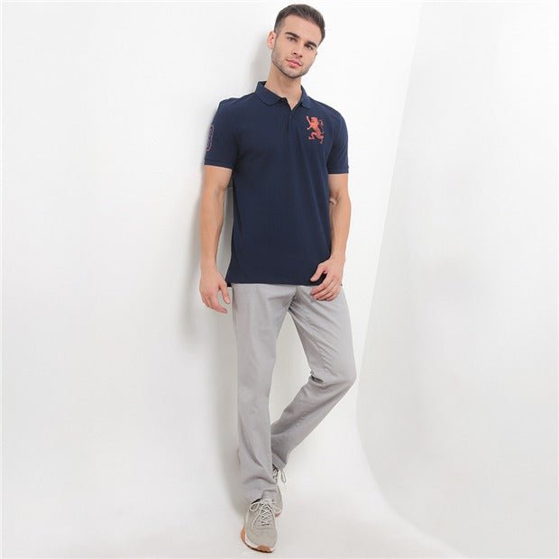 GIORDANO Men's Lycra Pique Embroidery Polo (3D Lion) - Smgarment's