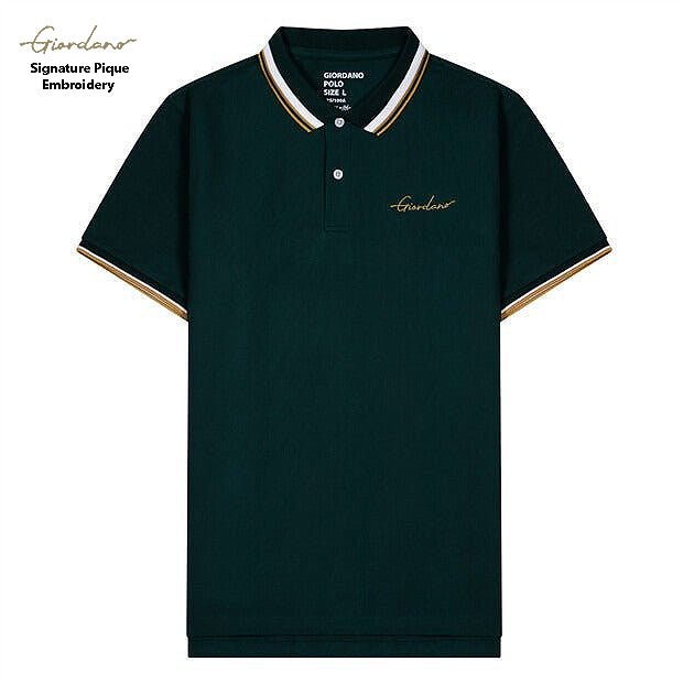 GIORDANO Men's Signature Pique Embroidery Solid Polo - Smgarment's