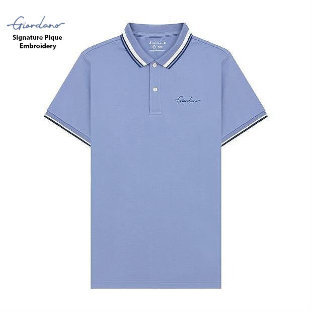 GIORDANO Men's Signature Pique Embroidery Solid Polo - Smgarment's