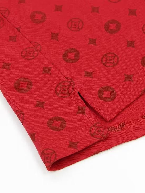 GIORDANO MEN'S Slim All Over Print Polo Haute Red - Smgarment's