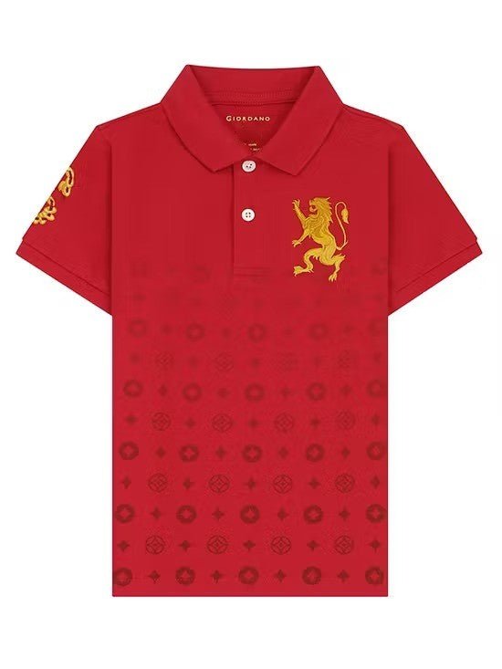 GIORDANO MEN'S Slim All Over Print Polo Haute Red - Smgarment's
