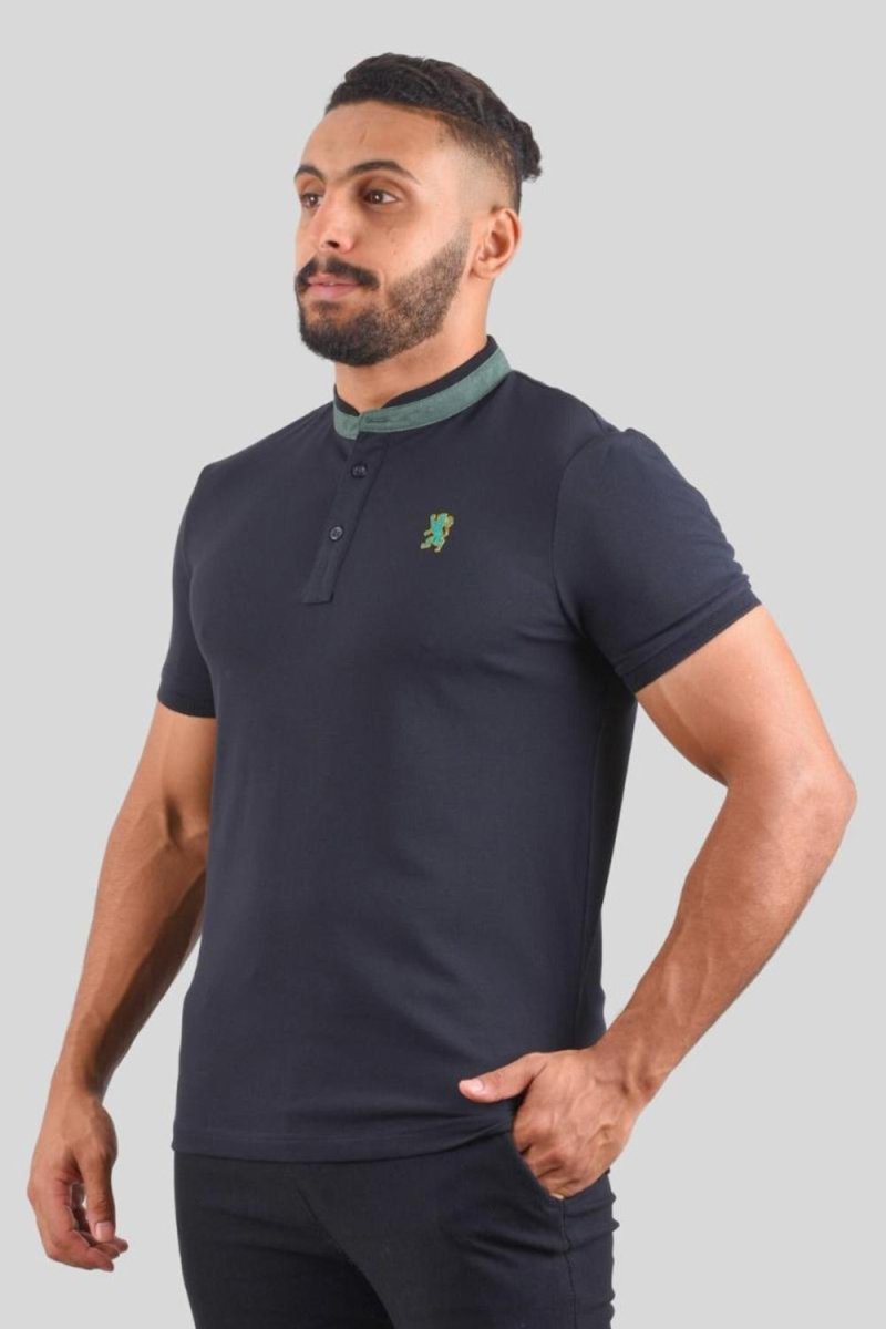 GIORDANO Mens Small Lion Embroidery Polo (Black) - Smgarment's