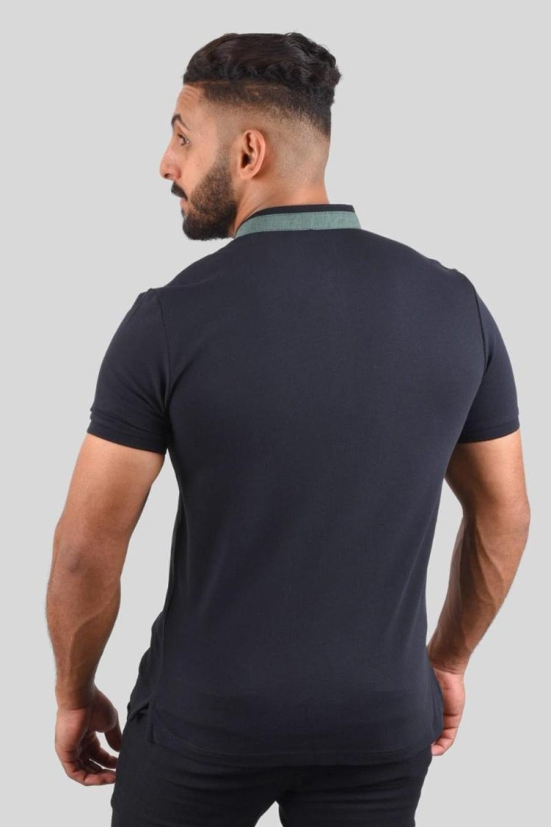 GIORDANO Mens Small Lion Embroidery Polo (Black) - Smgarment's