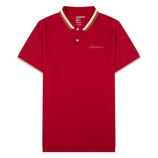 GIORDANO Red Men's Solid Polo - Smgarment's