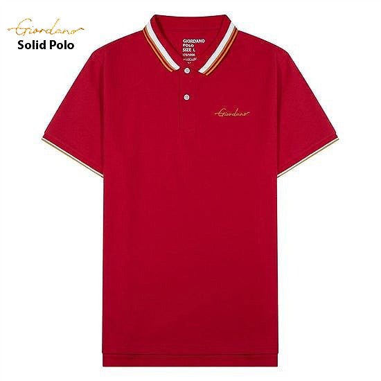 GIORDANO Red Men's Solid Polo - Smgarment's
