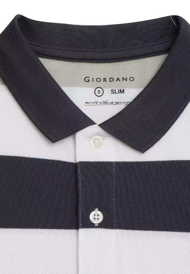 GIORDANO Small Lion Stripe Polo - Smgarment's