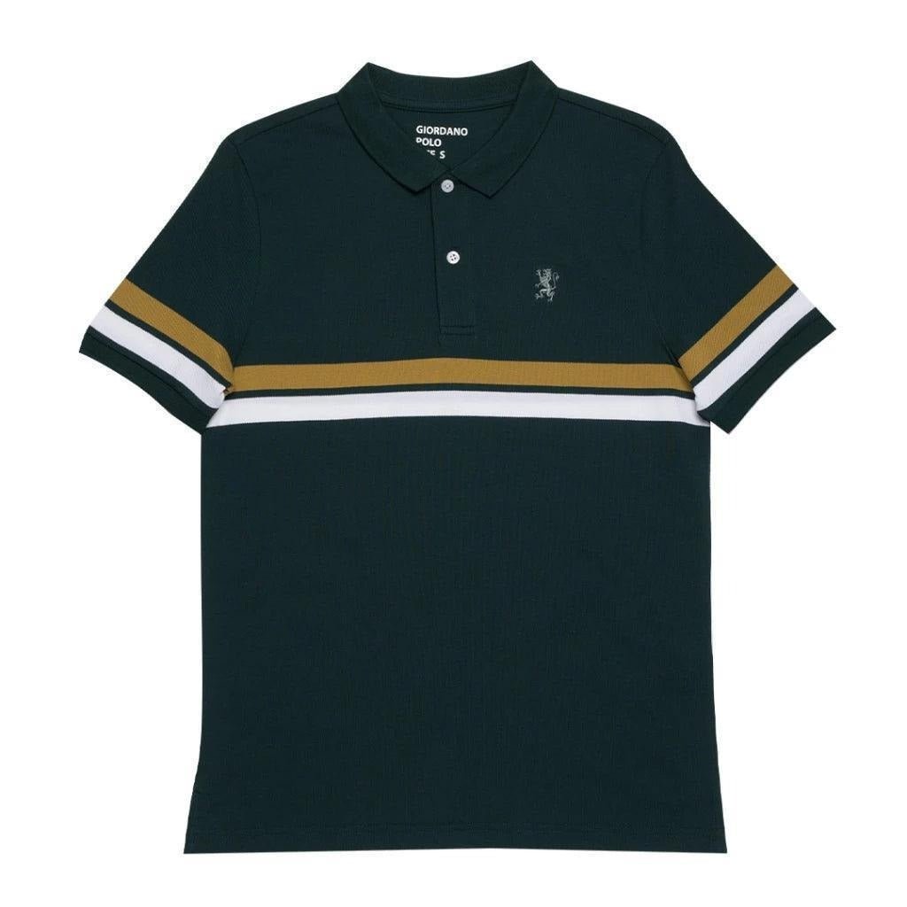 GIORDANO Small Lion Striped Polo - Smgarment's