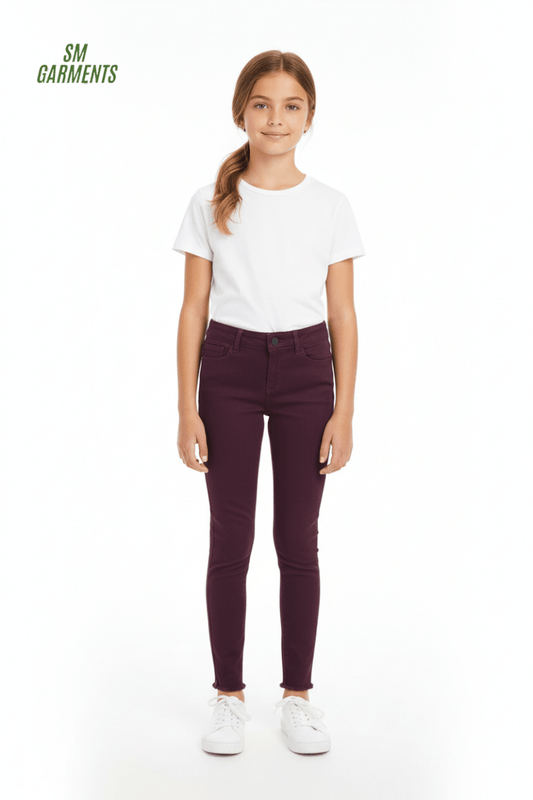 GIRLS CHLOE SKINNY EGGPLANT JEANS - Smgarment's