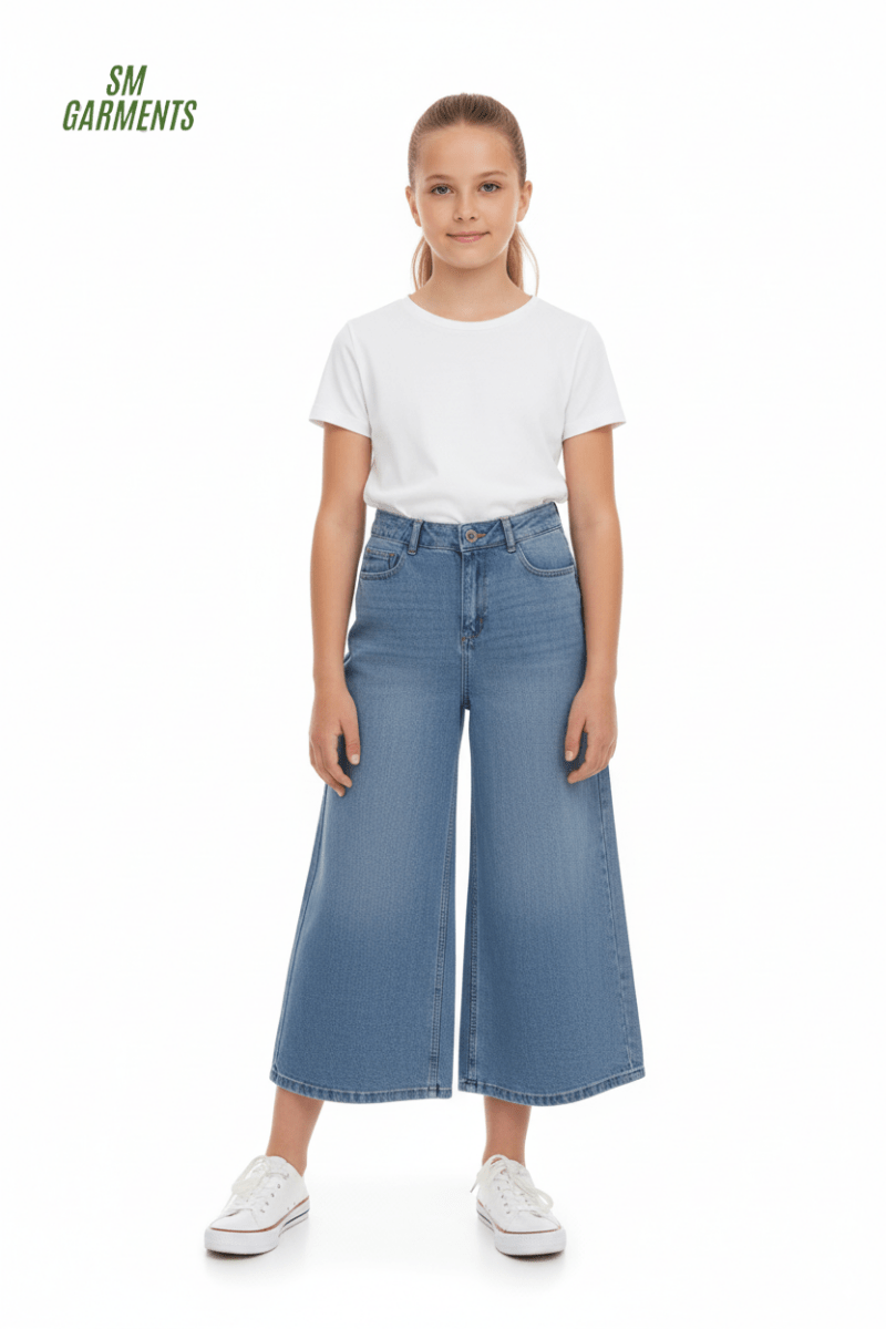 Girls' Classic Wide - Leg Denim Jeans - Smgarment's