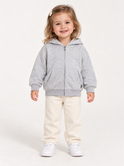 Girls grey zip-up hoodie size 2 Year front model look