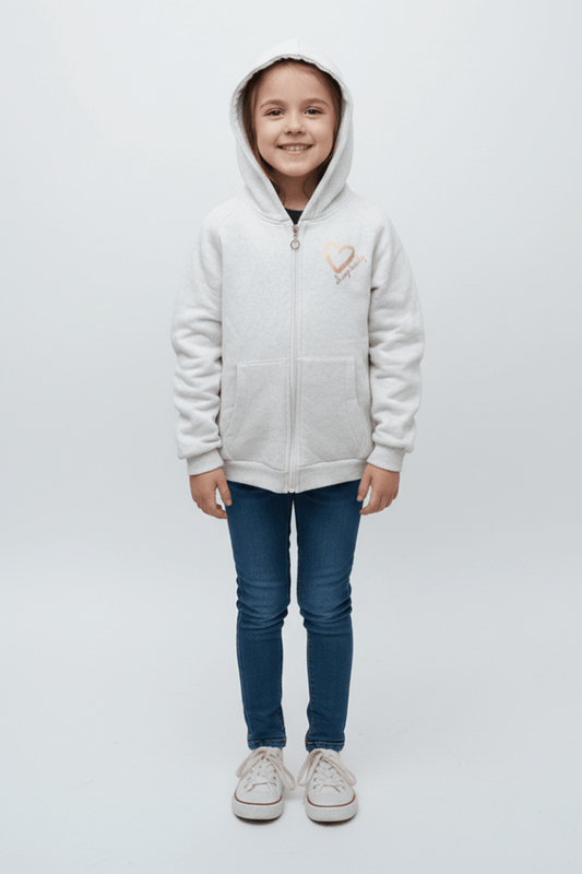 GIRLS HEART PRINT HOODIE - Smgarment's