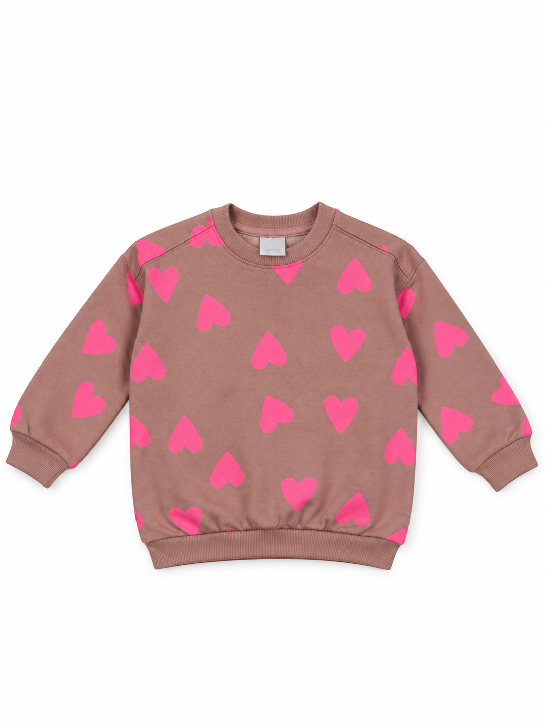 Girls dusty rose pink heart print sweatshirt product front look