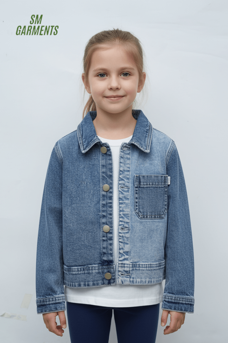 GIRLS MANNING POCKET CROPPED DENIM JACKET - Smgarment's