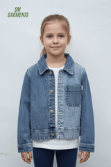 GIRLS MANNING POCKET CROPPED DENIM JACKET - Smgarment's