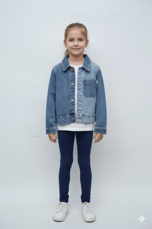 GIRLS MANNING POCKET CROPPED DENIM JACKET - Smgarment's