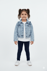 GIRLS MANNING PRINTED FLOWER CROPPED DENIM JACKET - Smgarment's