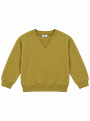 Girls mustard olive crewneck sweatshirt - e-commerce front look